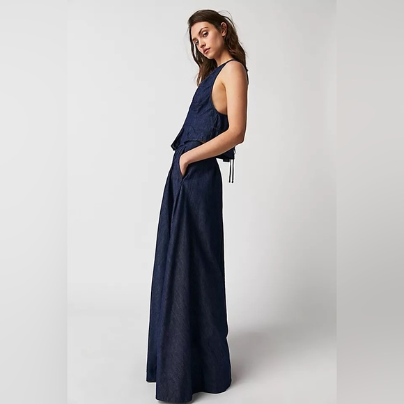 FREE PEOPLE WOMEN'S DARK WASH CLEAN COASTAL DENIM SET - Picture 5 of 8